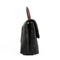 CHANEL - Sac bandoulière Coco Handle cuir caviar noir lézard - Handbag