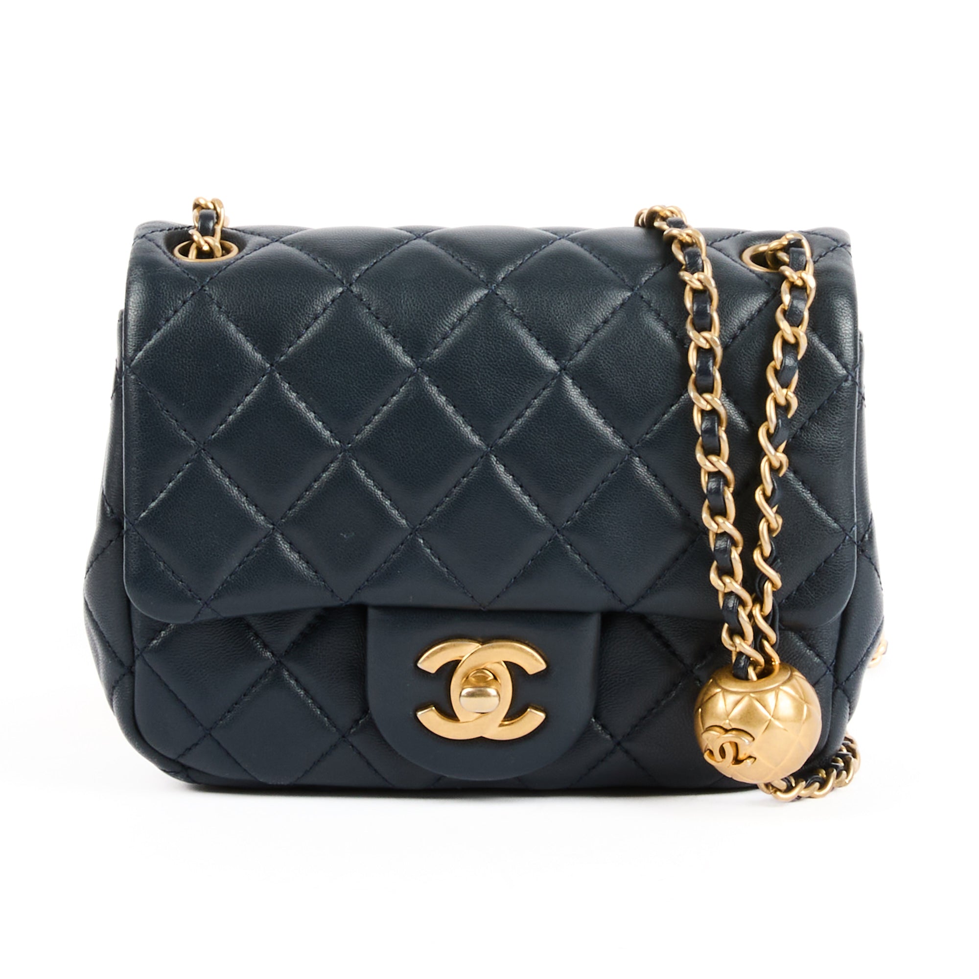 CHANEL - Sac bandoulière Mini Timeless classique cuir bleu marine - Handbag