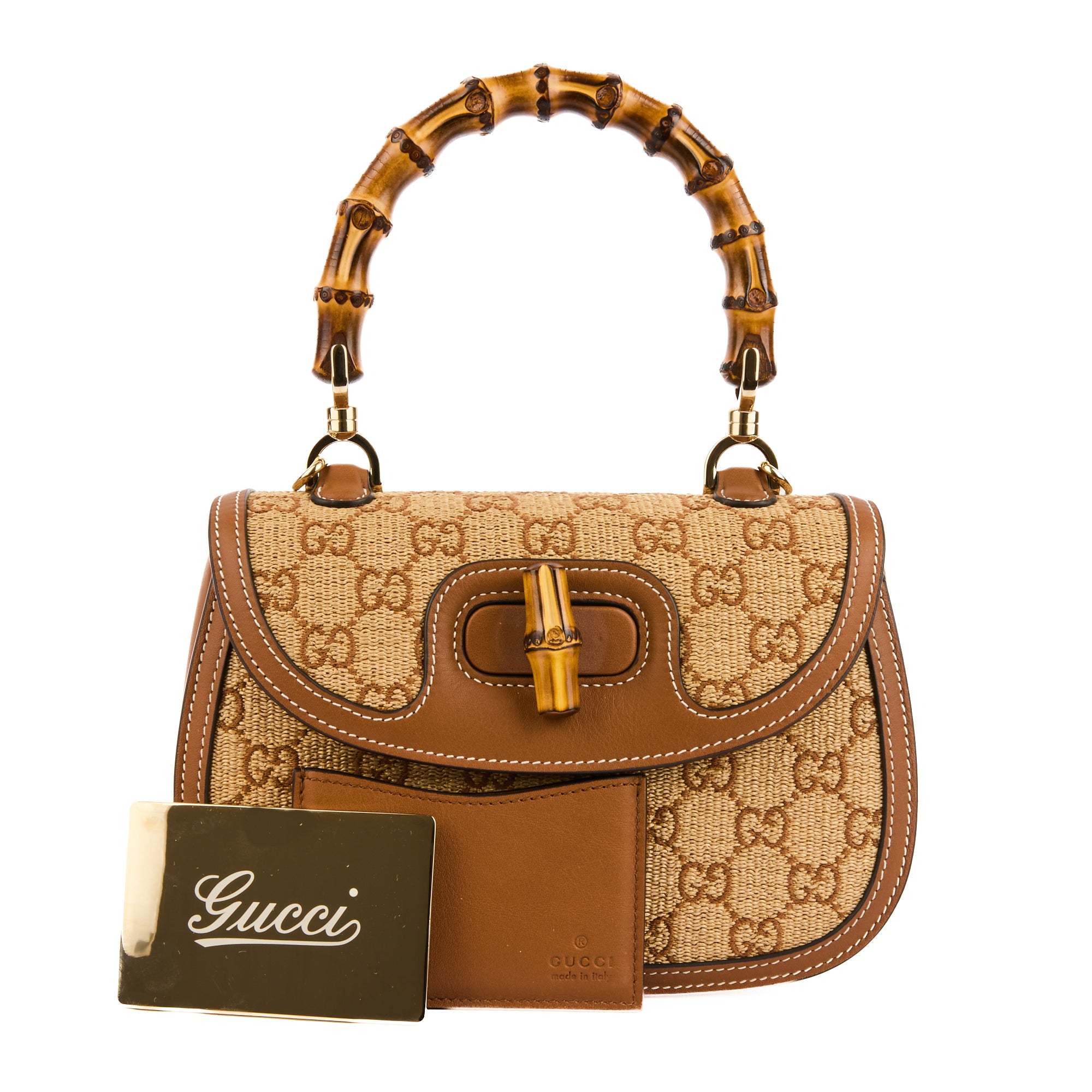 GUCCI - Sac à main Top Handle Bamboo Monogramme - Handbag