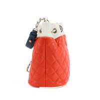 CHANEL - Sac à main seau Cuba Drawstring cuir orange blanc - Handbag
