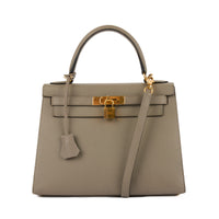 HERMES - Sac à main Kelly 28 cuir Epsom étoupe - Handbag