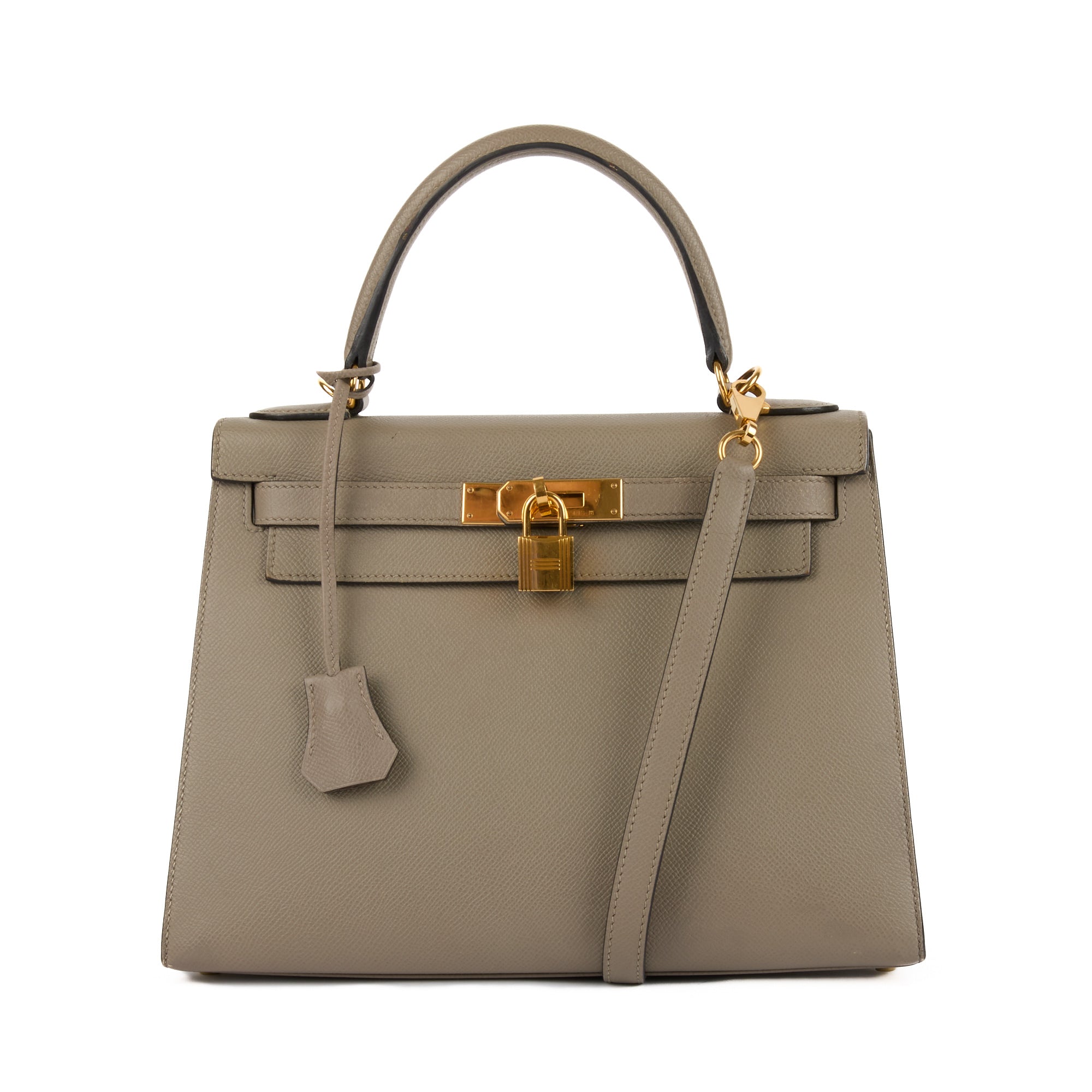 HERMES - Sac à main Kelly 28 cuir Epsom étoupe - Handbag