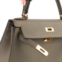 HERMES - Sac à main Kelly 28 cuir Epsom étoupe - Handbag