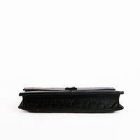 SAINT LAURENT - Sac bandoulière Enveloppe cuir embossé croco all black noir - Handbag