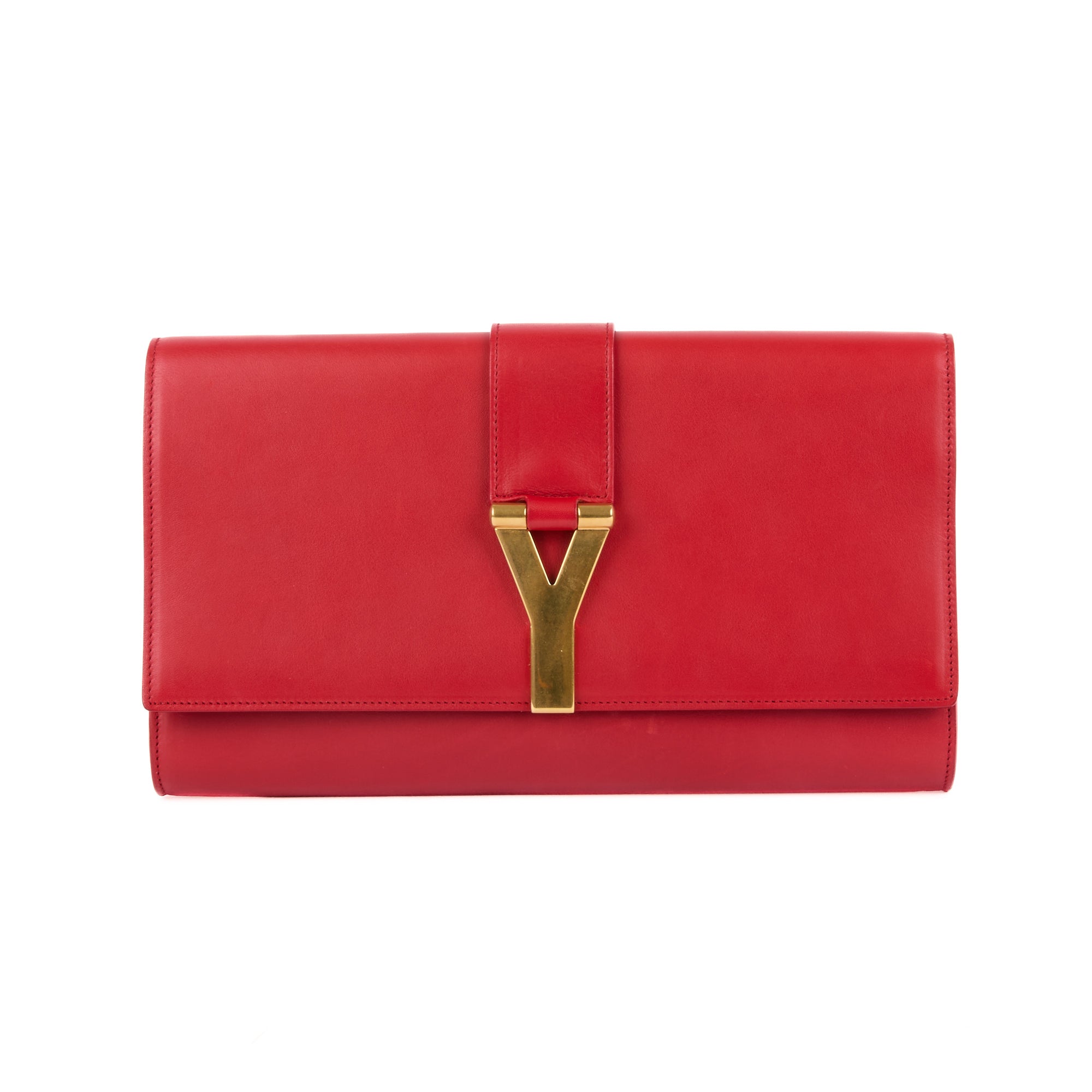 SAINT LAURENT - Sac à main Pochette Chyc ligne Y cuir rouge - Handbag