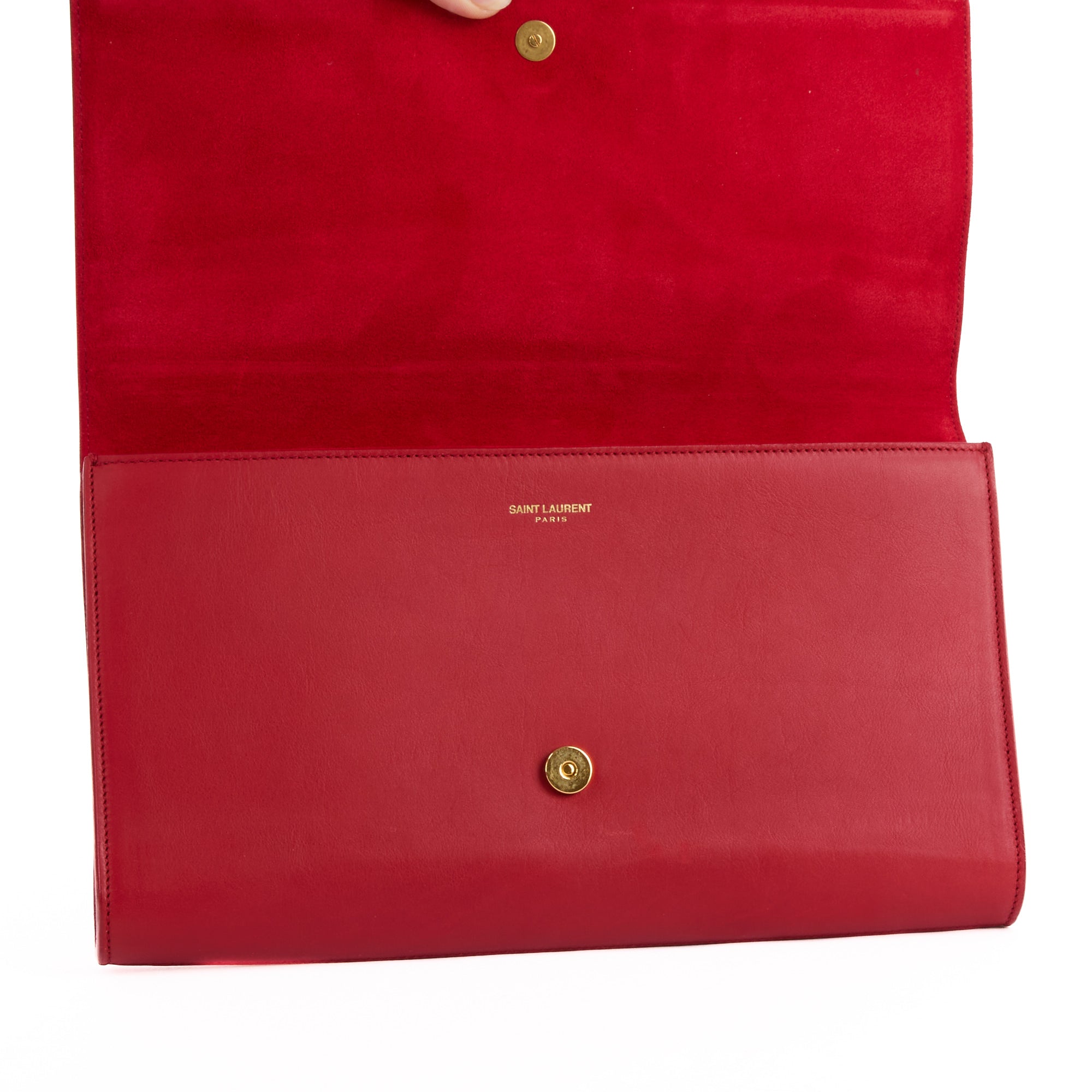 SAINT LAURENT - Sac à main Pochette Chyc ligne Y cuir rouge - Handbag