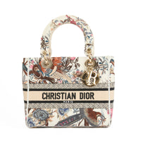 DIOR - Sac Lady Dior D-Lite Jardin botanique toile blanche - Handbag