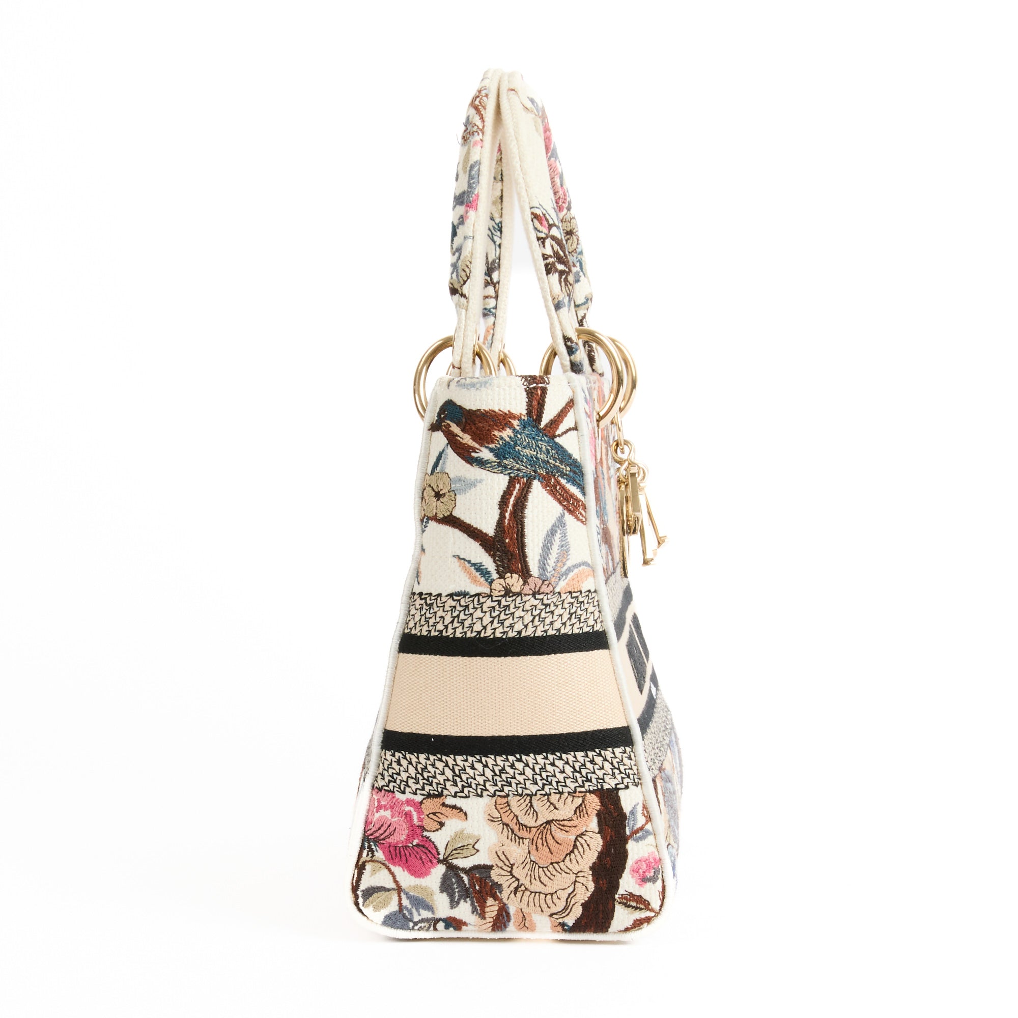 DIOR - Sac Lady Dior D-Lite Jardin botanique toile blanche - Handbag