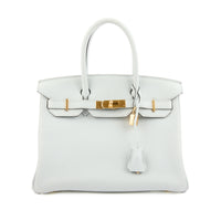 HERMES - Sac à main Birkin 30 cuir Taurillon Bleu glacier - Handbag