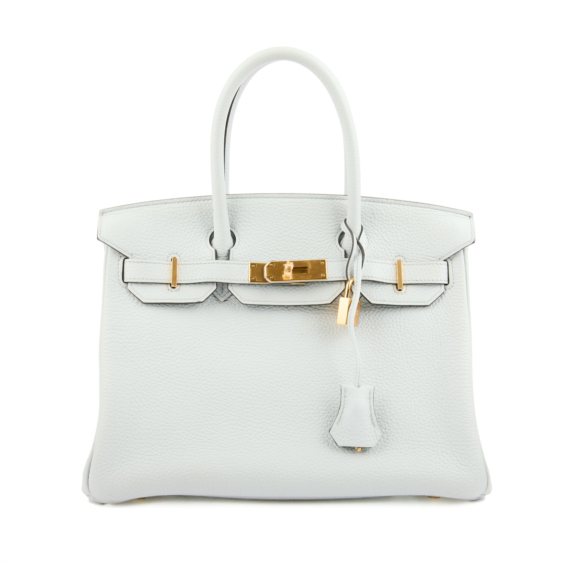 HERMES - Sac à main Birkin 30 cuir Taurillon Bleu glacier - Handbag