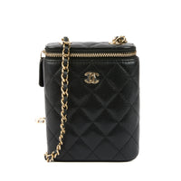 CHANEL - Sac bandoulière mini Vanity on chain cuir caviar noir - Handbag