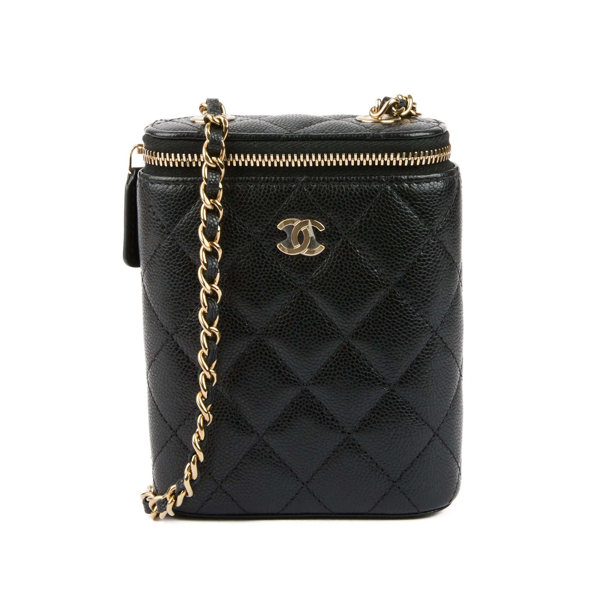 CHANEL - Sac bandoulière mini Vanity on chain cuir caviar noir - Handbag