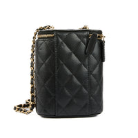 CHANEL - Sac bandoulière mini Vanity on chain cuir caviar noir - Handbag