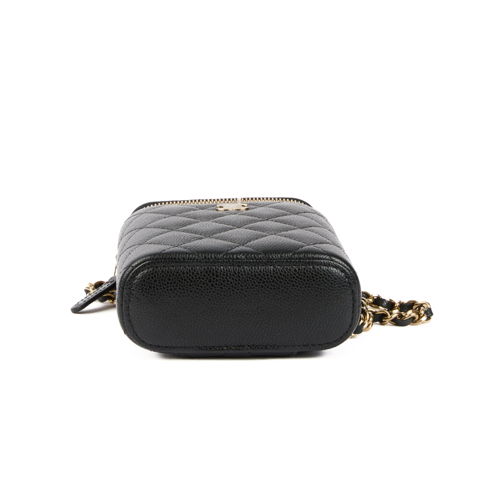 CHANEL - Sac bandoulière mini Vanity on chain cuir caviar noir - Handbag
