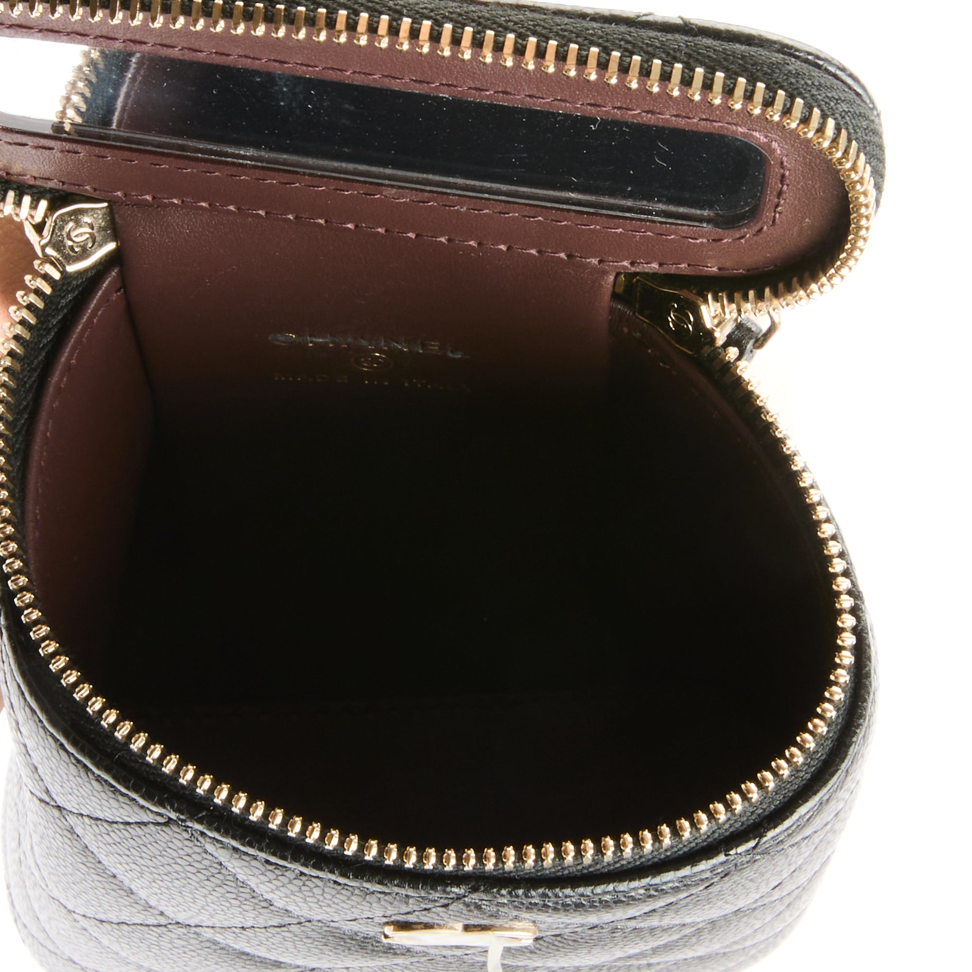 CHANEL - Sac bandoulière mini Vanity on chain cuir caviar noir - Handbag