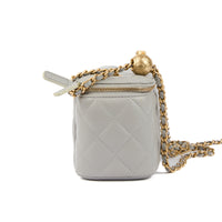 CHANEL - Sac bandoulière Vanity Logo cc cuir Gris - Hand Shoulder Bag