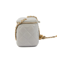 CHANEL - Sac bandoulière Vanity Logo cc cuir Gris - Hand Shoulder Bag