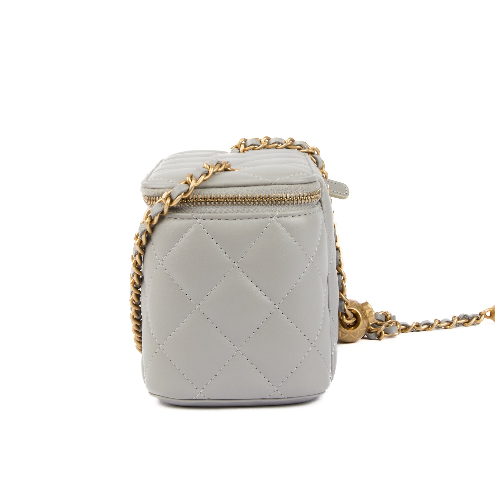 CHANEL - Sac bandoulière Vanity Logo cc cuir Gris - Hand Shoulder Bag
