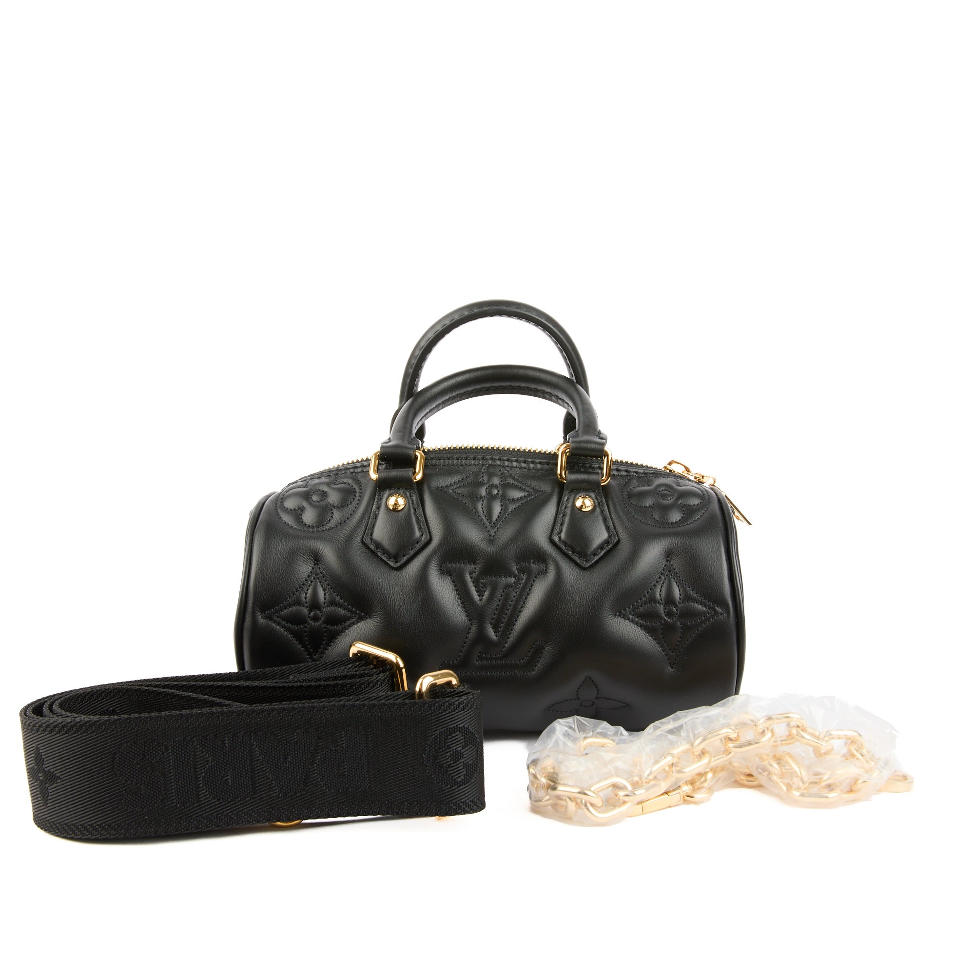 LOUIS VUITTON - Sac bandoulière Papillon BB cuir Bubblegram noir - Handbag