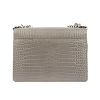 SAINT LAURENT - Sac à main Sunset cuir Embossé Crocodile gris - Handbag