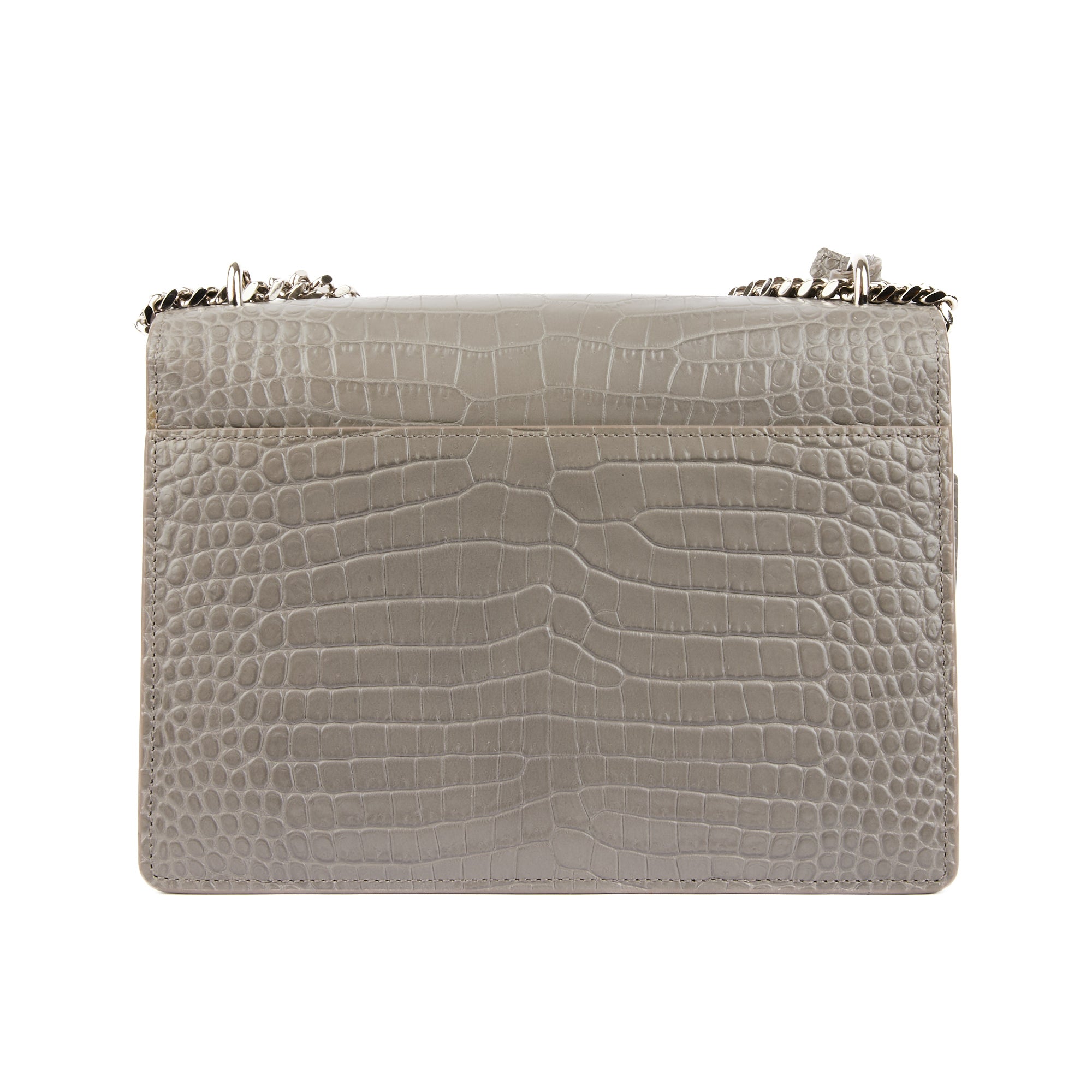 SAINT LAURENT - Sac à main Sunset cuir Embossé Crocodile gris - Handbag