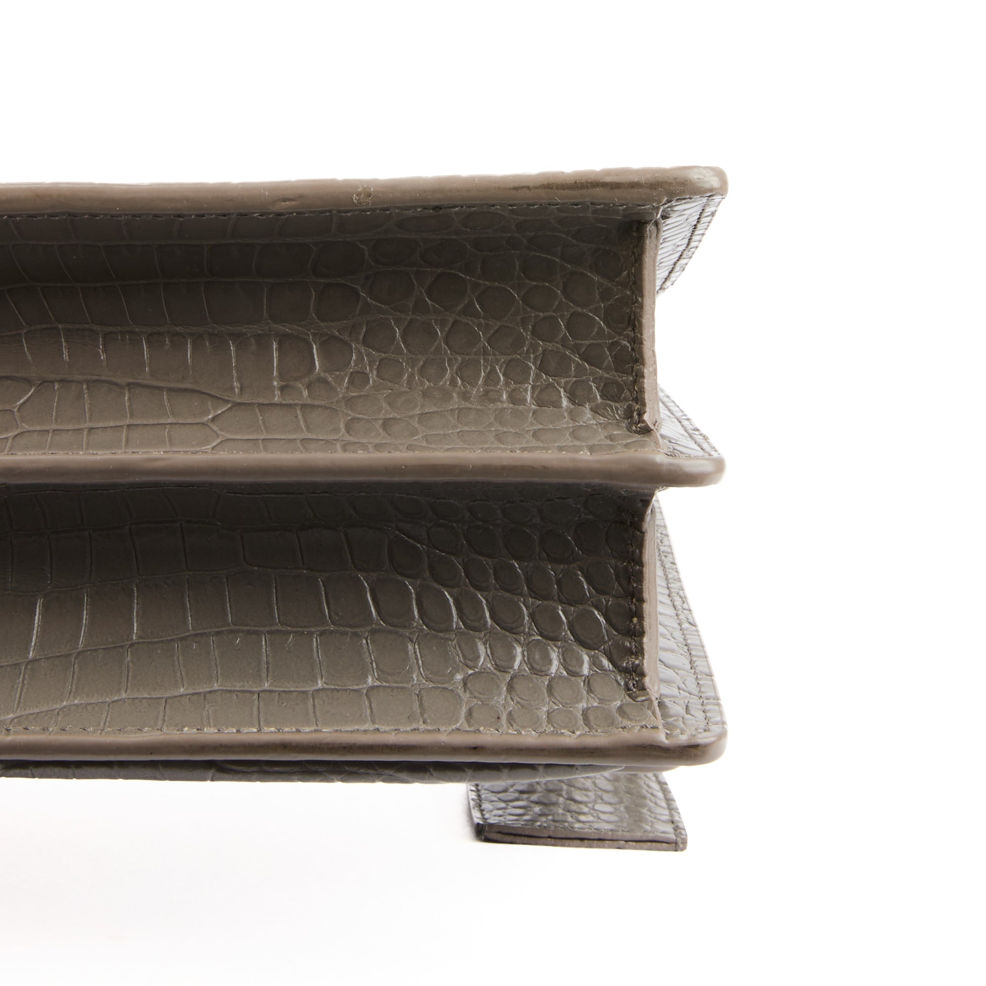 SAINT LAURENT - Sac à main Sunset cuir Embossé Crocodile gris - Handbag