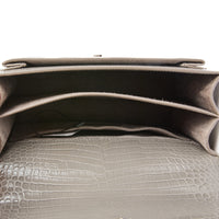SAINT LAURENT - Sac à main Sunset cuir Embossé Crocodile gris - Handbag