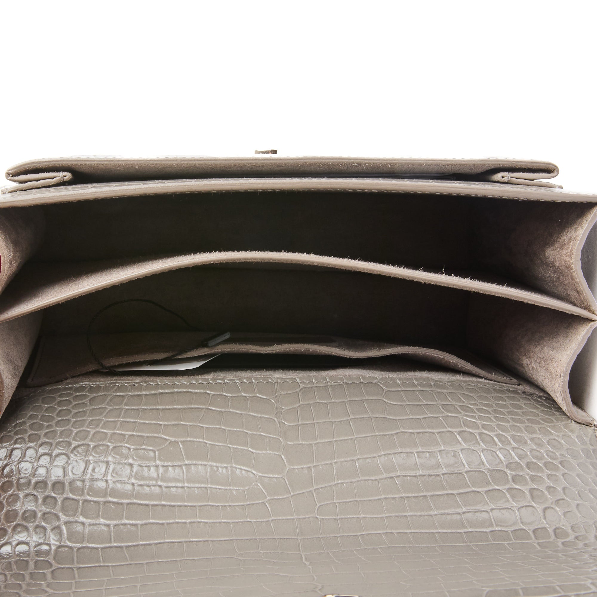 SAINT LAURENT - Sac à main Sunset cuir Embossé Crocodile gris - Handbag