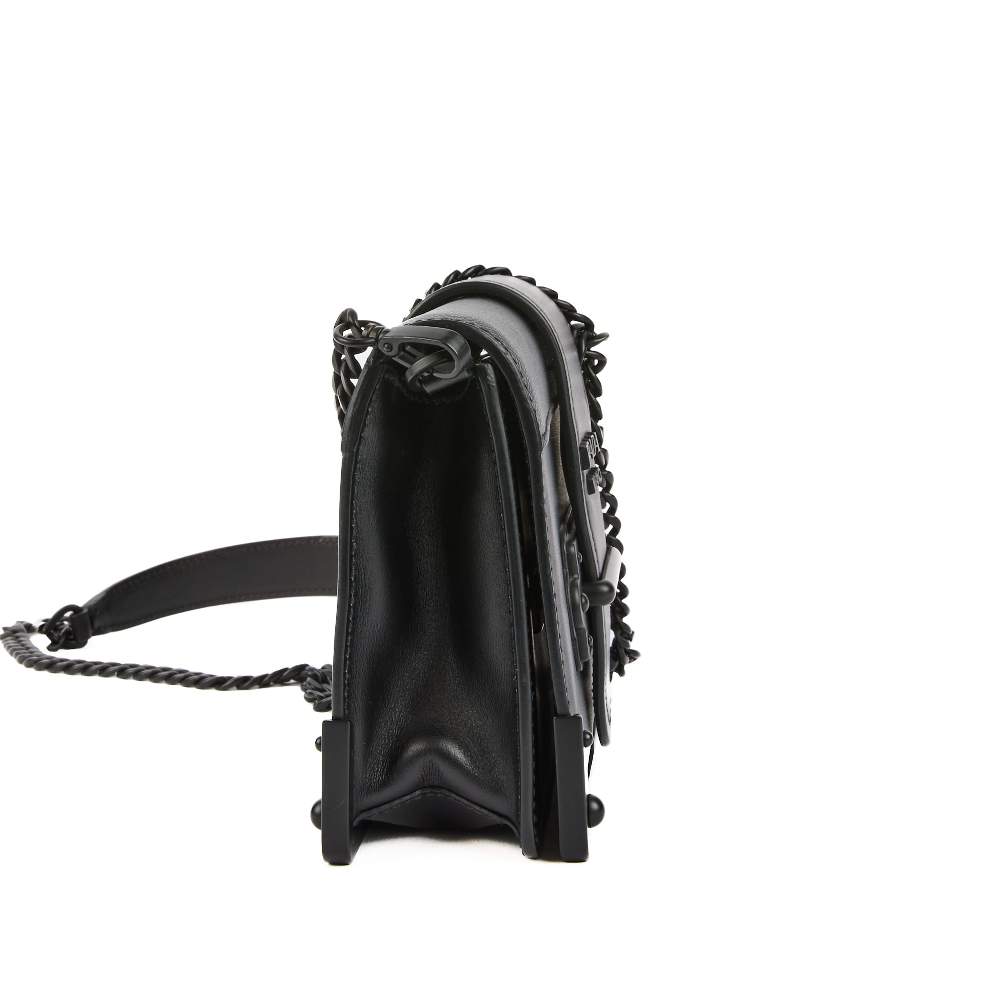PRADA - Sac bandoulière Cahier All black cuir saffiano noir - Handbag