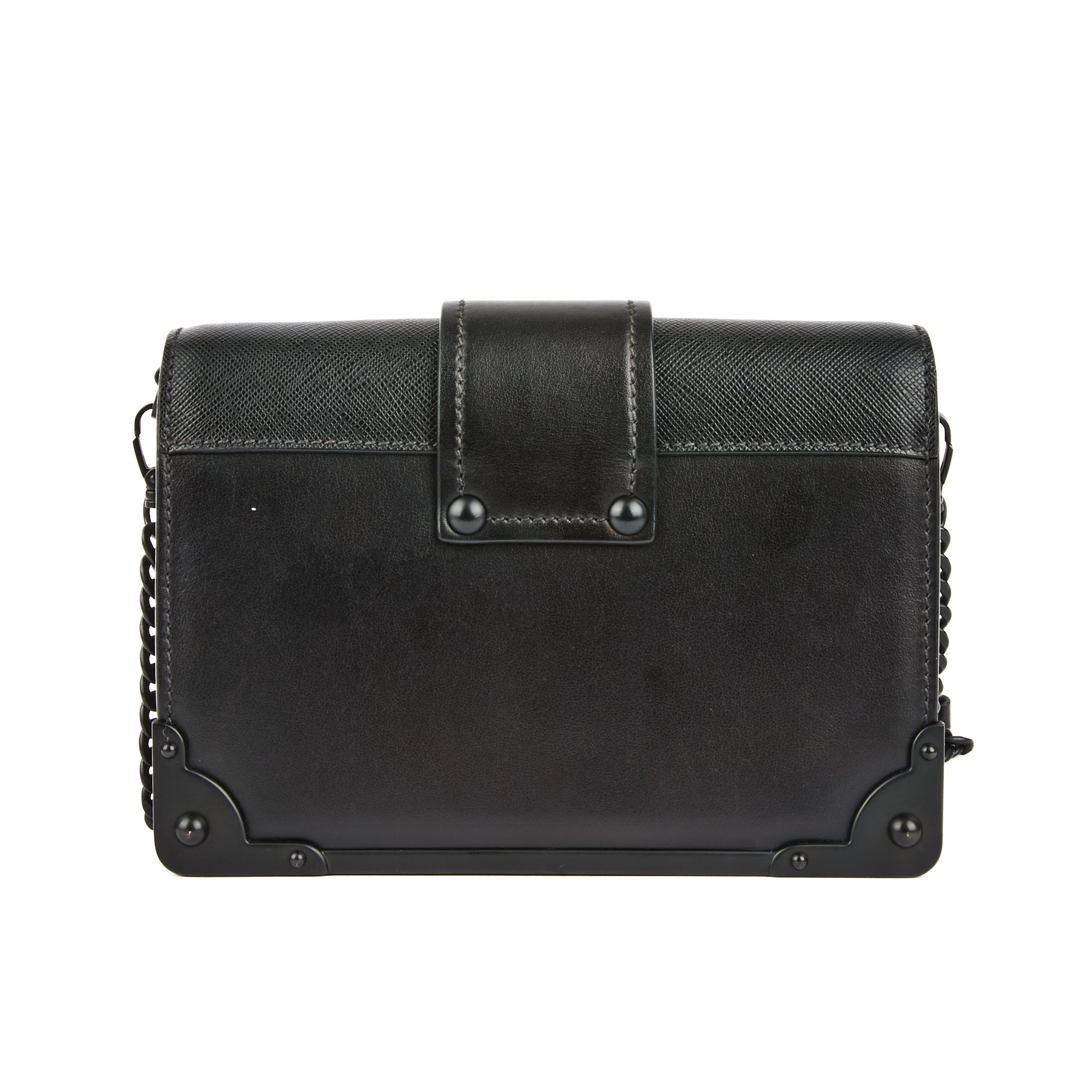 PRADA - Sac bandoulière Cahier All black cuir saffiano noir - Handbag