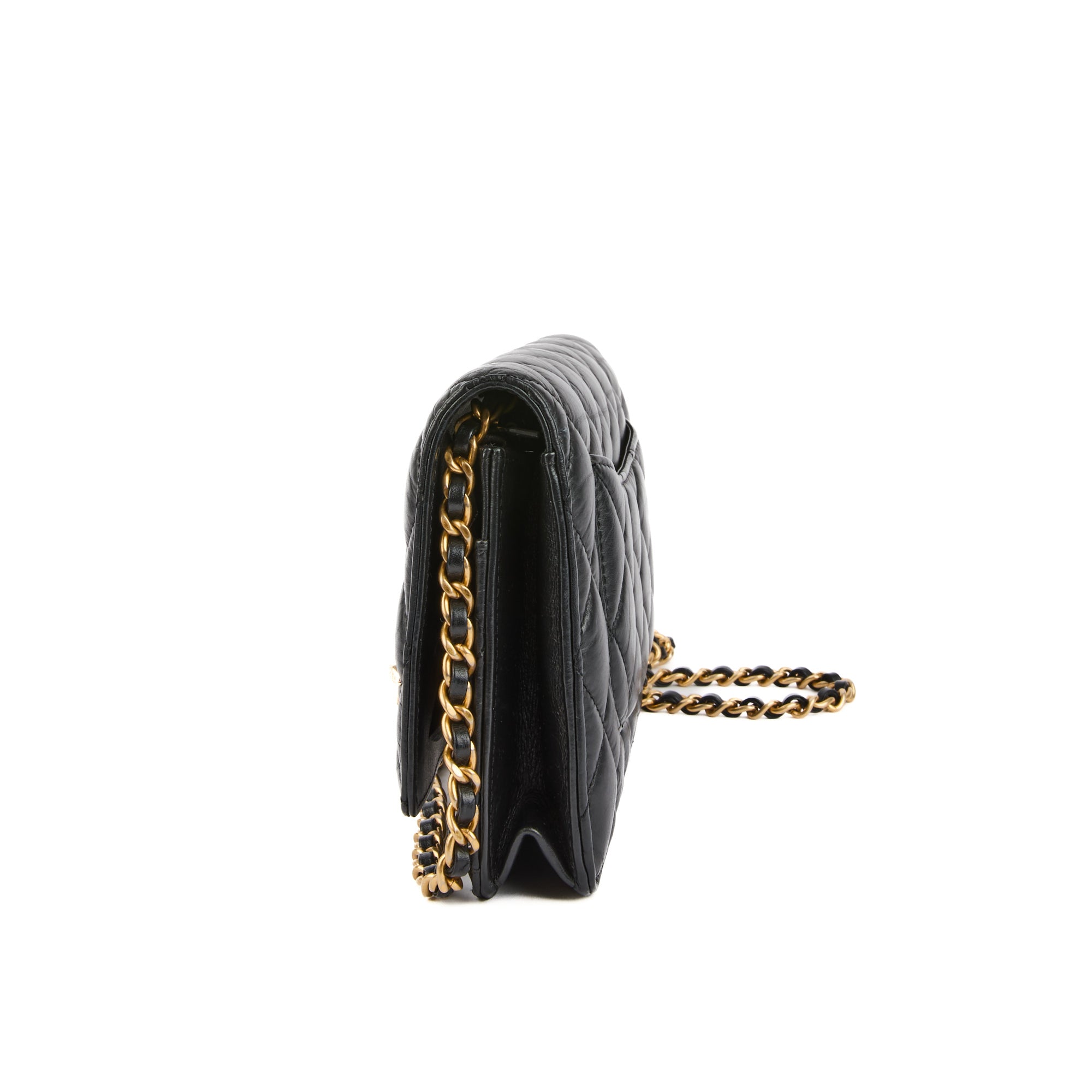 CHANEL - Sac à main Wallet on Chain 2.55 Charm Lucky cuir noir - Hand Shoulder Bag