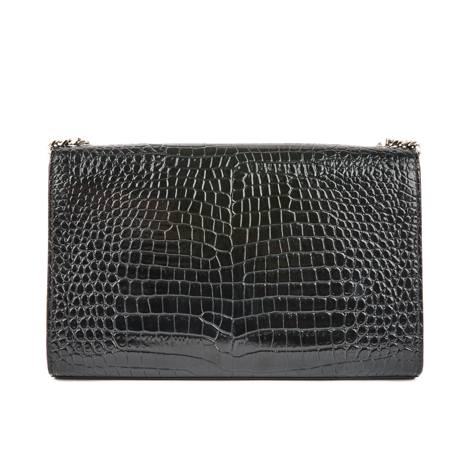 SAINT LAURENT - Sac bandoulière Kate cuir embossé croco noir - handbag