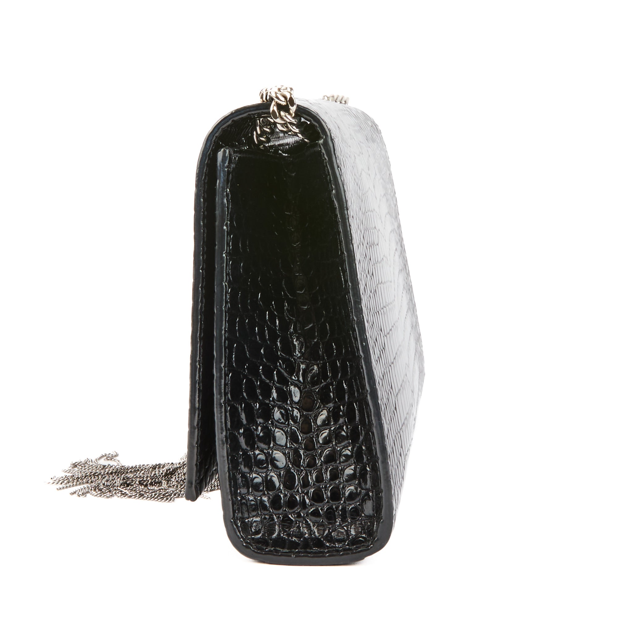 SAINT LAURENT - Sac bandoulière Kate cuir embossé croco noir - handbag