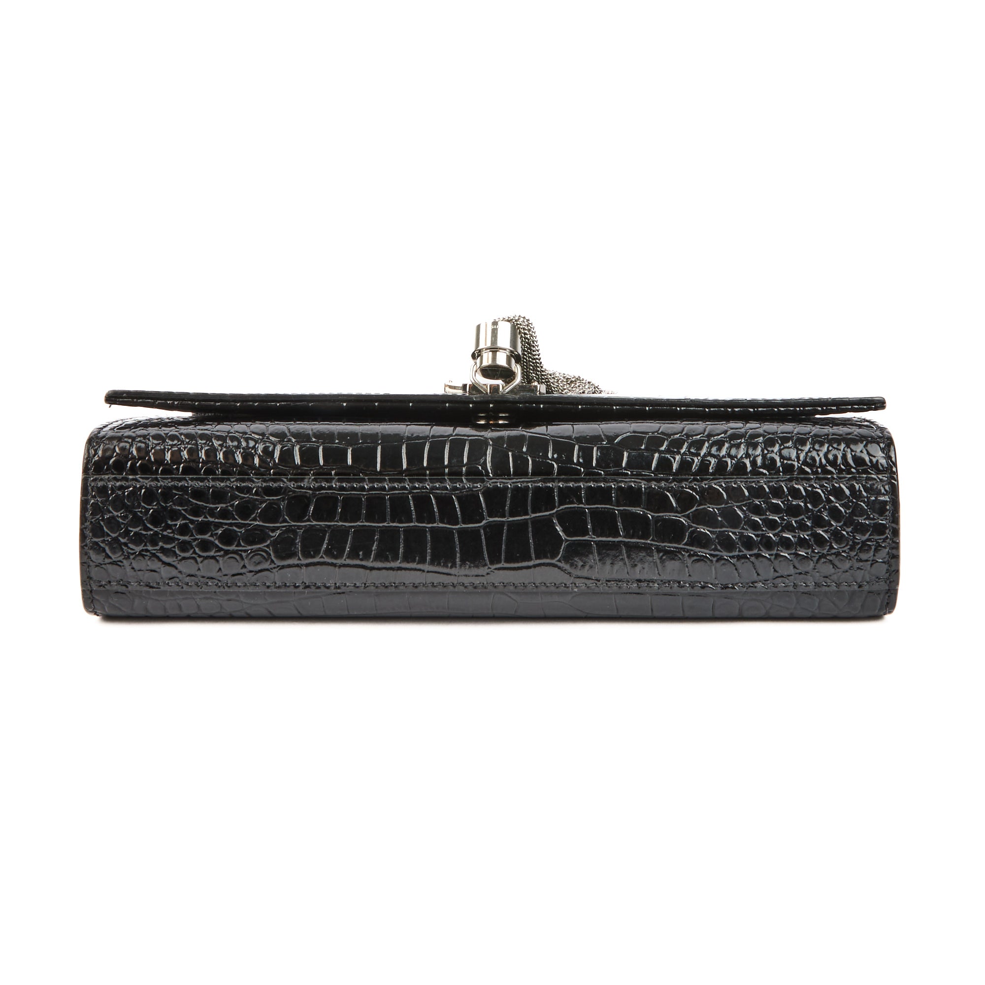 SAINT LAURENT - Sac bandoulière Kate cuir embossé croco noir - handbag