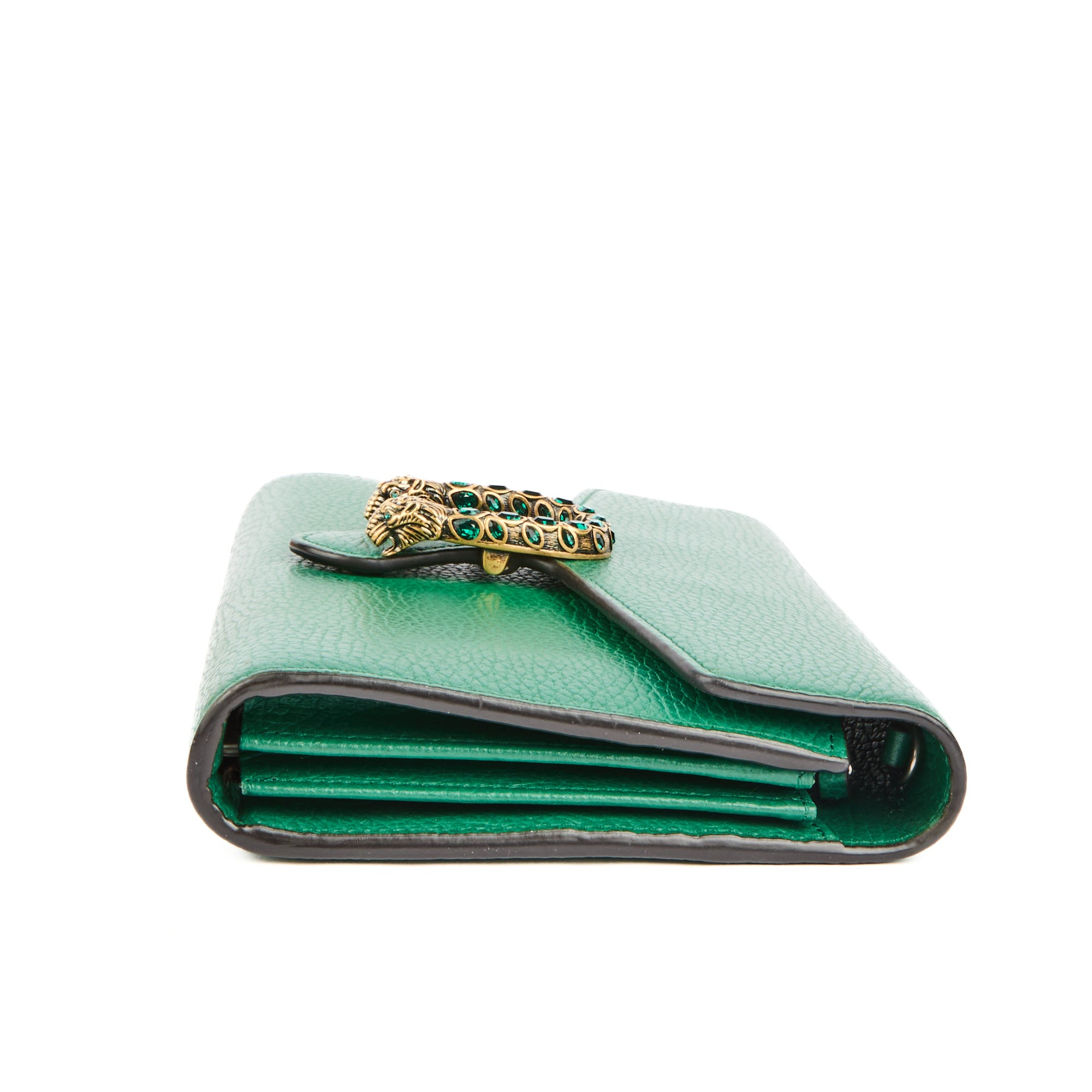 GUCCI - Sac bandoulière Wallet on chain Dionysus cuir vert - Handbag