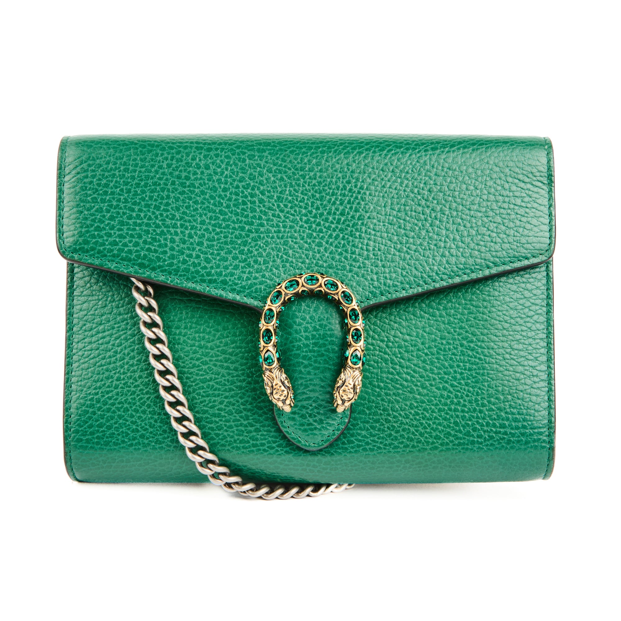 GUCCI - Sac bandoulière Wallet on chain Dionysus cuir vert - Handbag