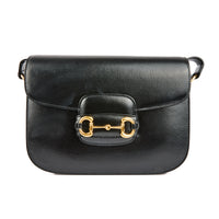 GUCCI - Sac bandoulière Horsebit 1955 cuir noir - Handbag