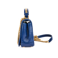 CHANEL - Sac bandoulière Top handle cuir caviar bleu - Handbag