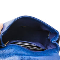 CHANEL - Sac bandoulière Top handle cuir caviar bleu - Handbag