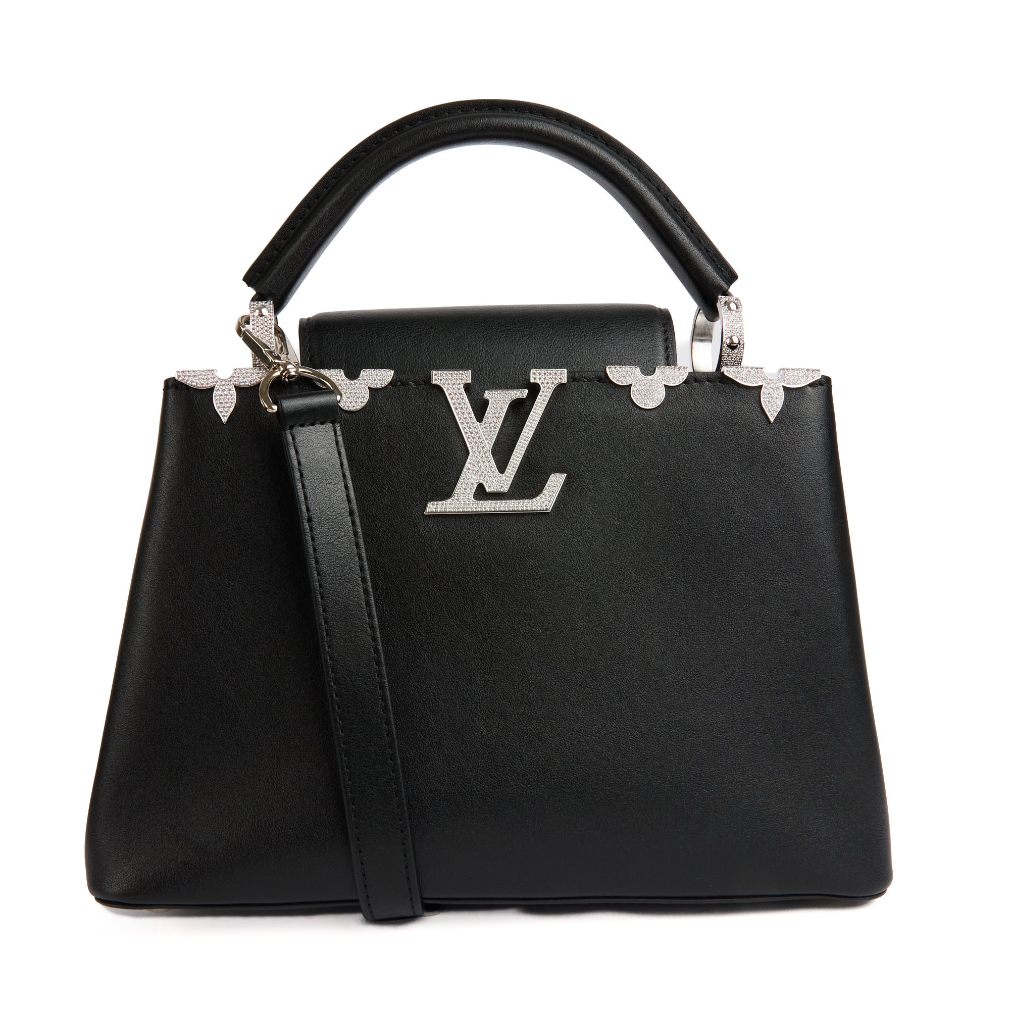 LOUIS VUITTON - Sac bandoulière Capucines BB Crystal cuir noir - Handbag