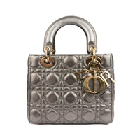 DIOR - Sac à main Lady Dior ABC cuir argenté - Handbag