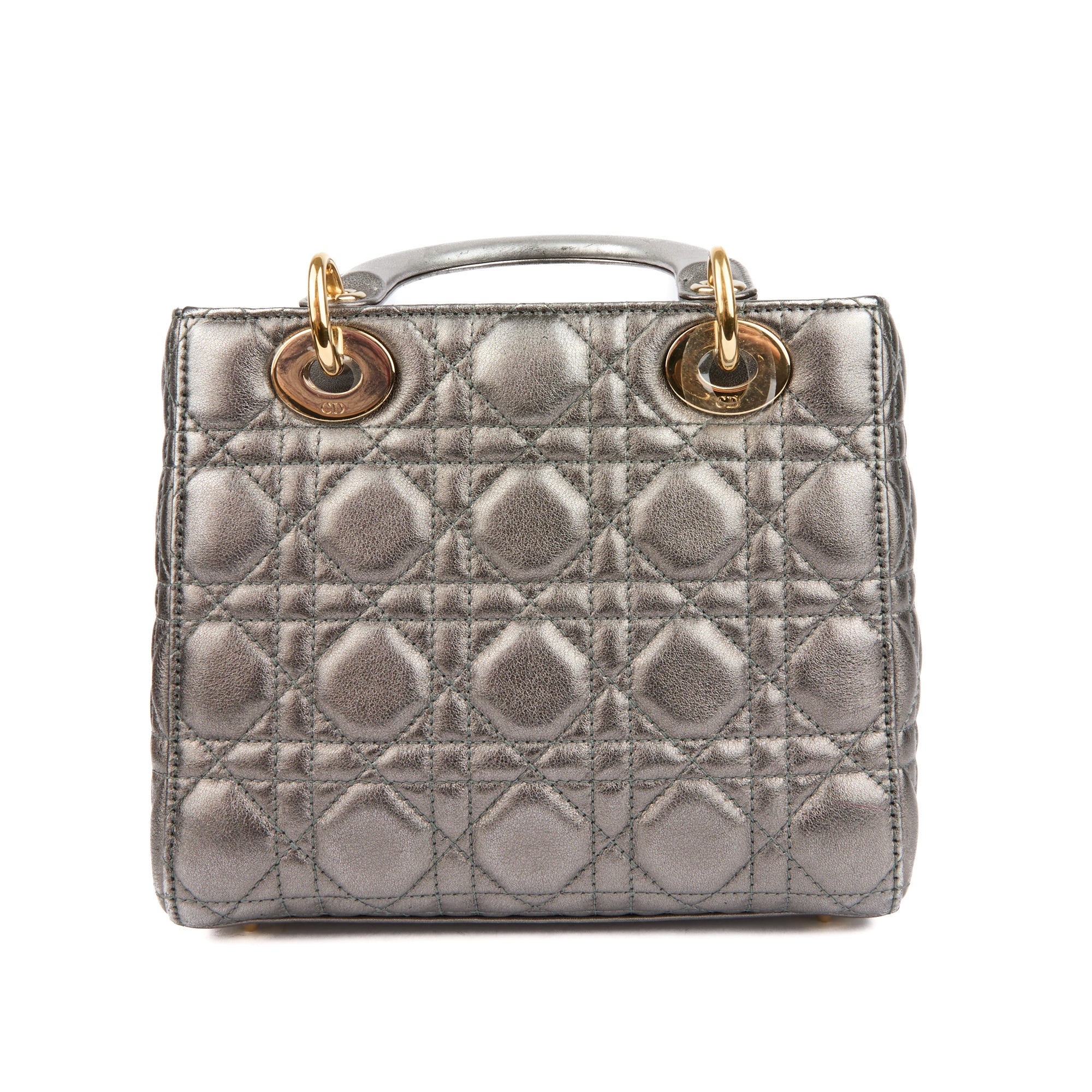 DIOR - Sac à main Lady Dior ABC cuir argenté - Handbag