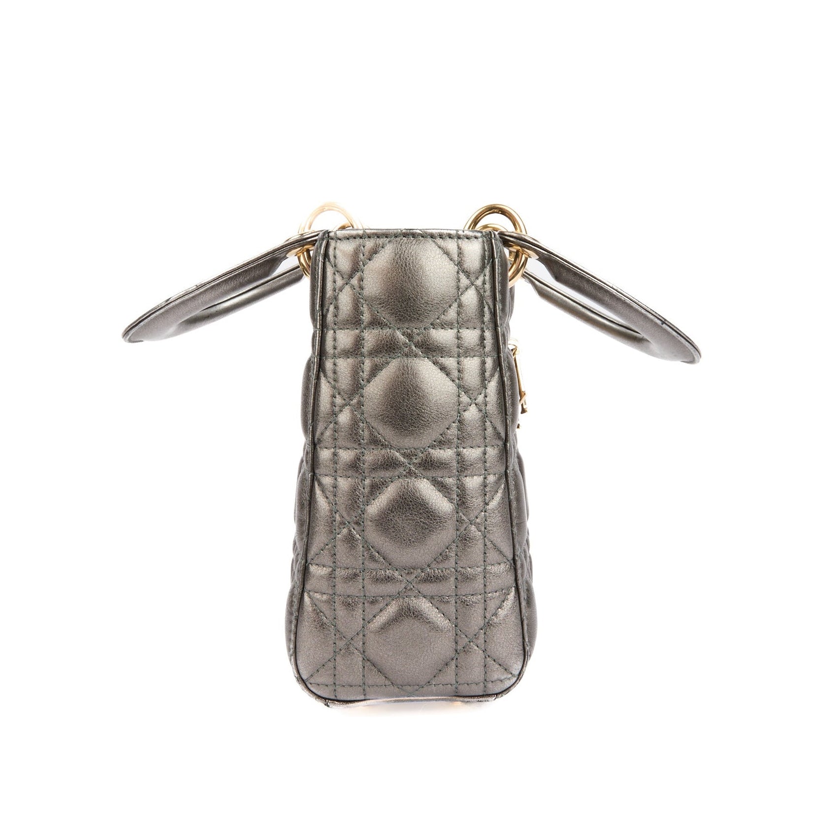 DIOR - Sac à main Lady Dior ABC cuir argenté - Handbag