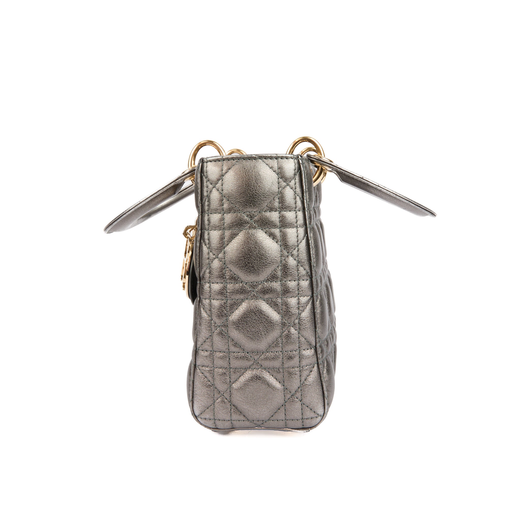 DIOR - Sac à main Lady Dior ABC cuir argenté - Handbag