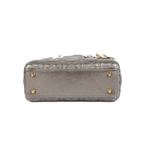 DIOR - Sac à main Lady Dior ABC cuir argenté - Handbag