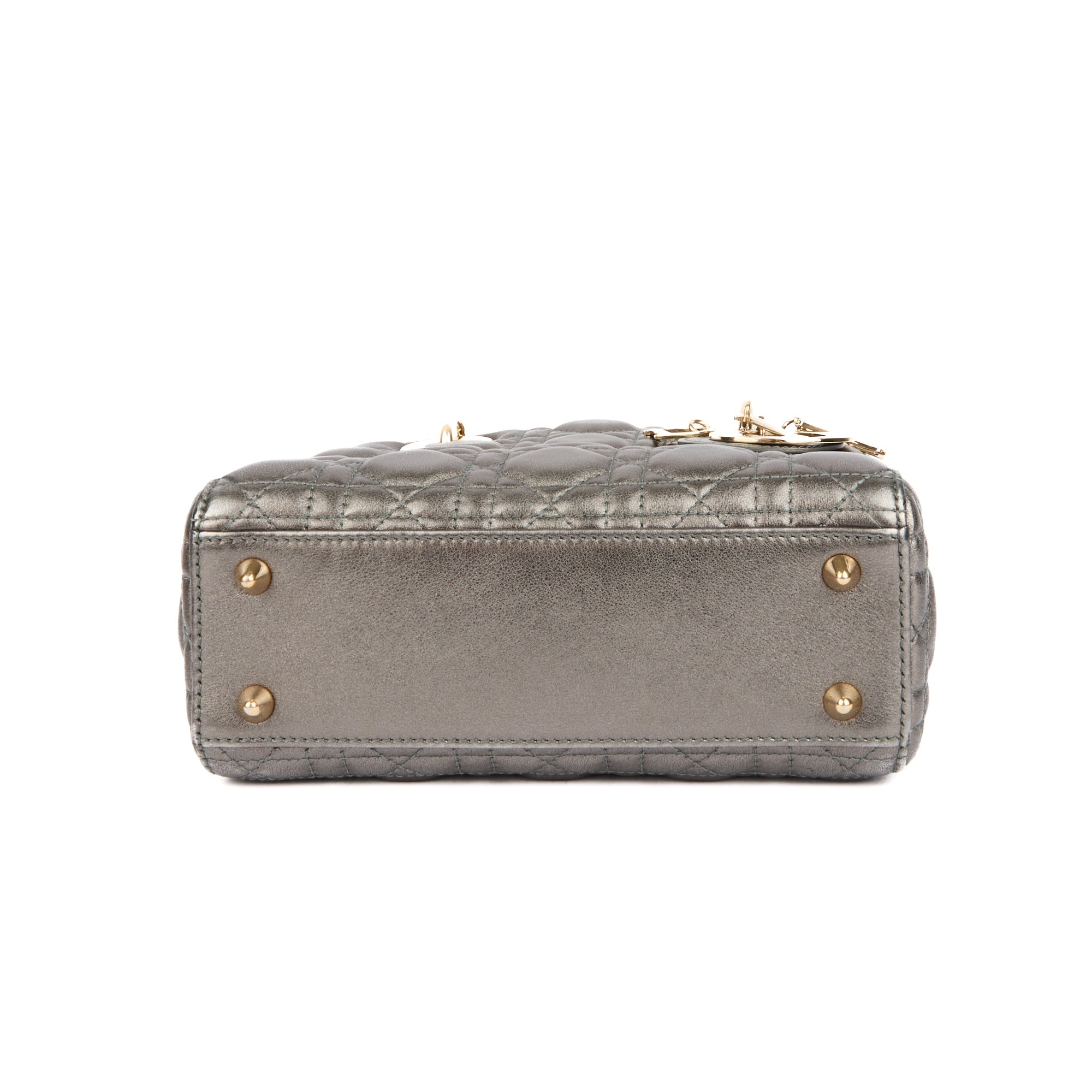 DIOR - Sac à main Lady Dior ABC cuir argenté - Handbag
