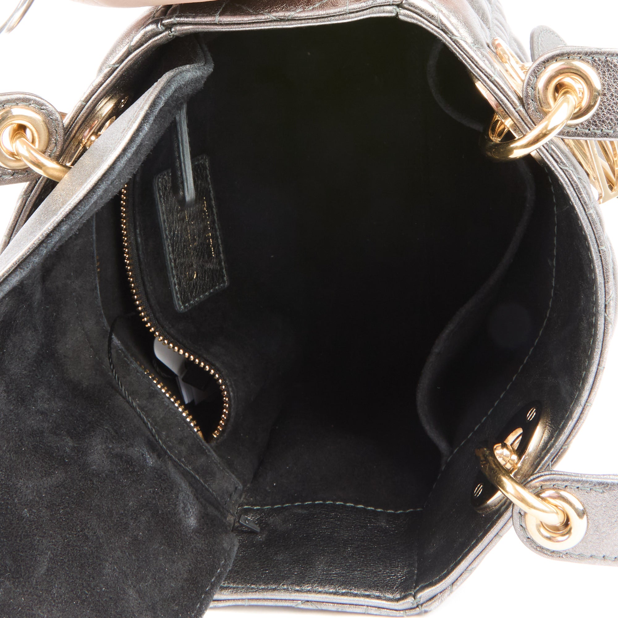 DIOR - Sac à main Lady Dior ABC cuir argenté - Handbag