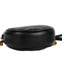 GUCCI - Sac bandoulière Marmont GG Rond cuir noir - Handbag