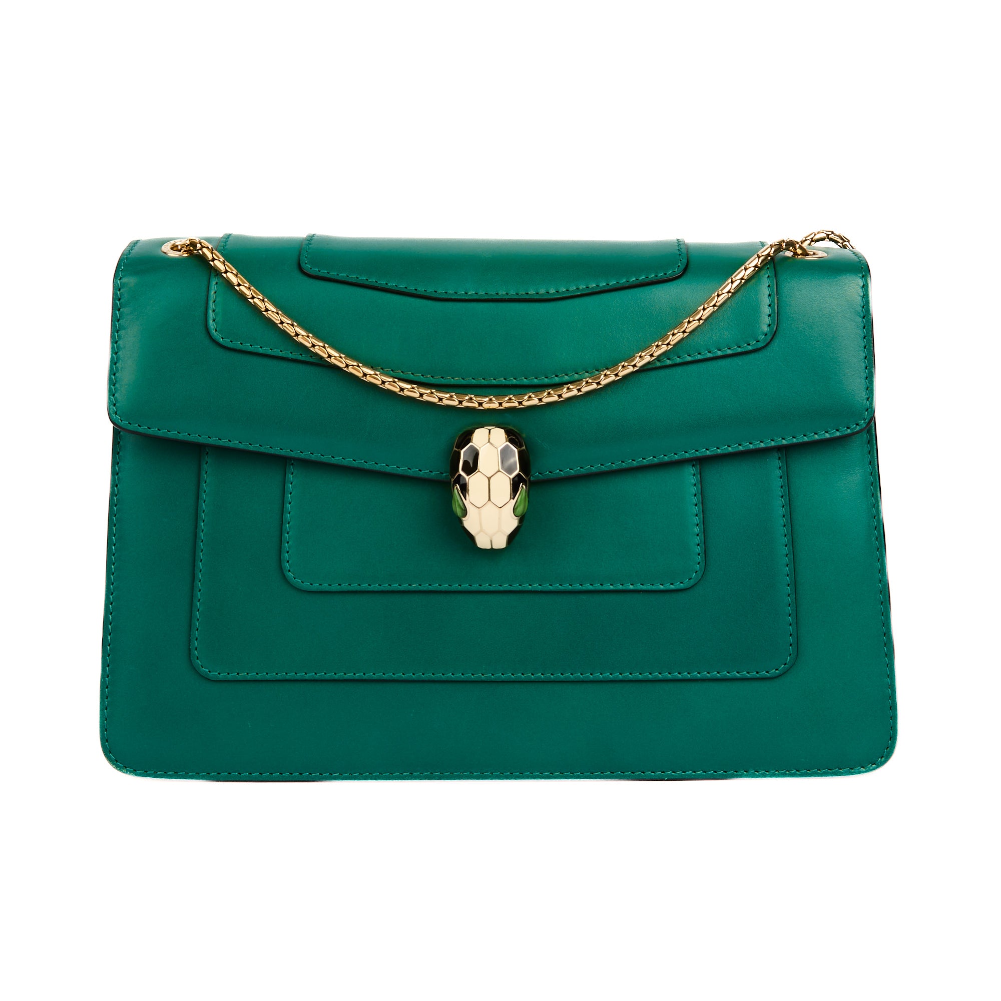 BVLGARI - Sac bandoulière Serpenti cuir vert - Handbag