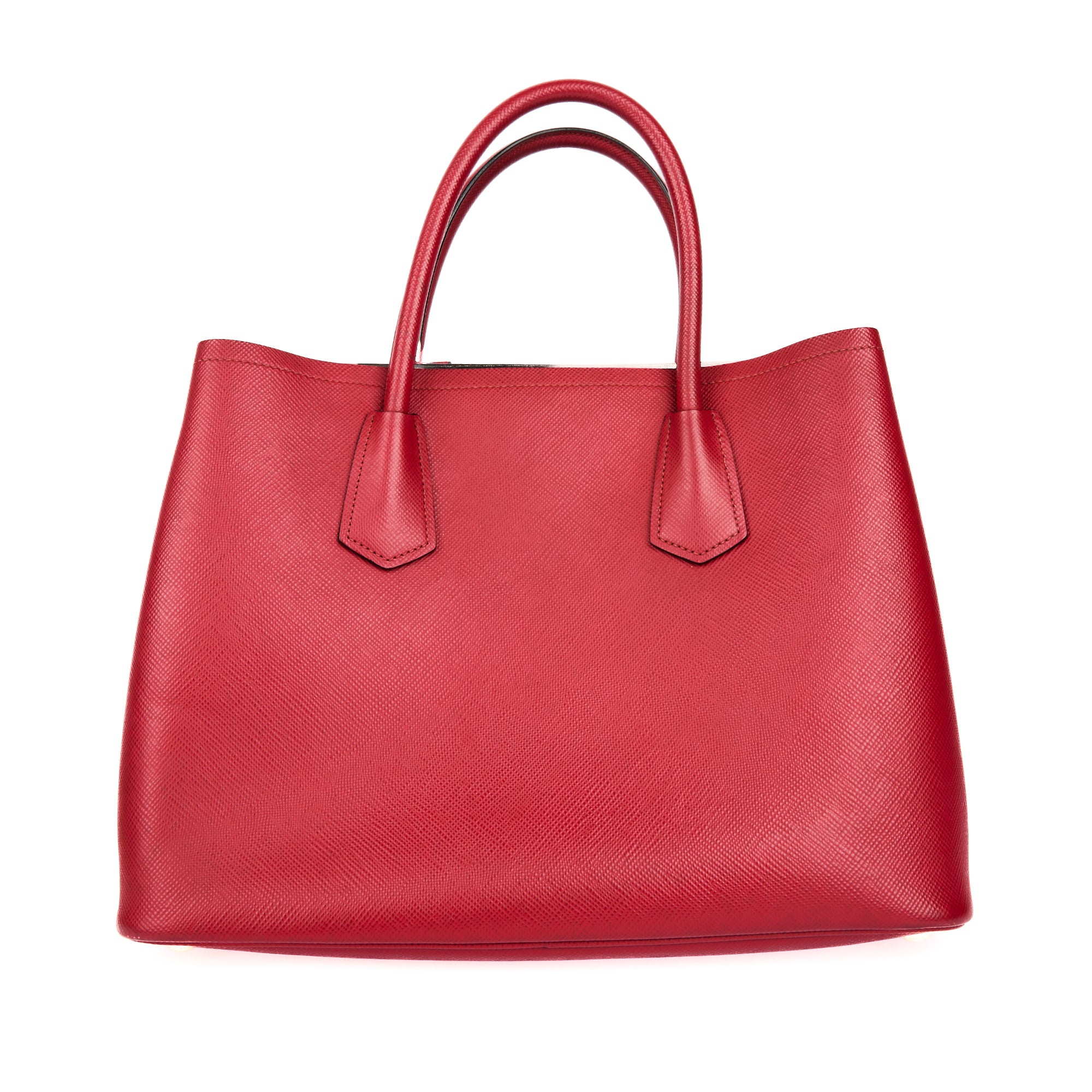 PRADA - Sac à main Cabas Saffiano cuir rouge - Handbag